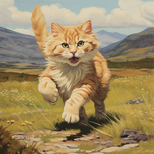 Manx cat running