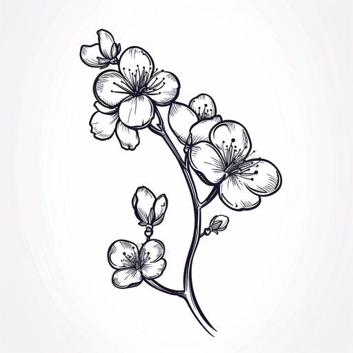 Japanese plum blossom tattoo in monochrome