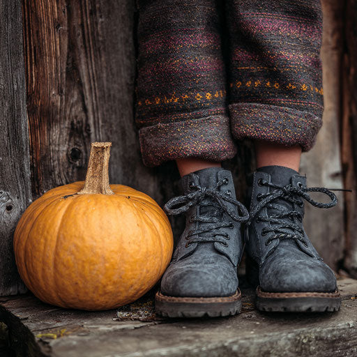Autumn Vibes with a Pumpkin on Rustic Wood