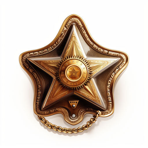 Sheriff badge in oil painting style on white background