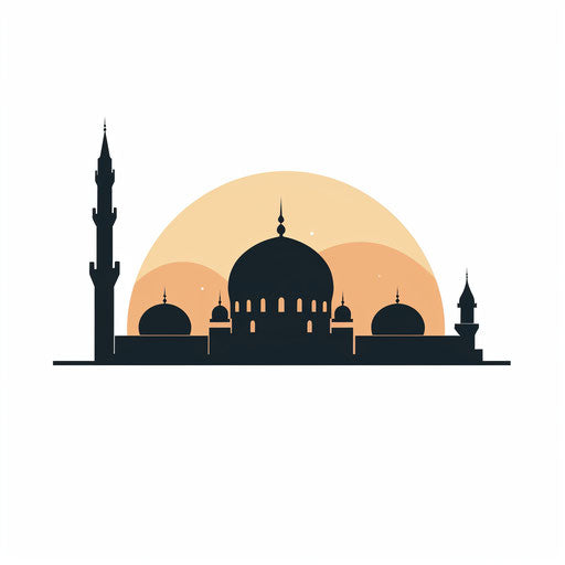Mosque silhouette in Minimalist style on white background