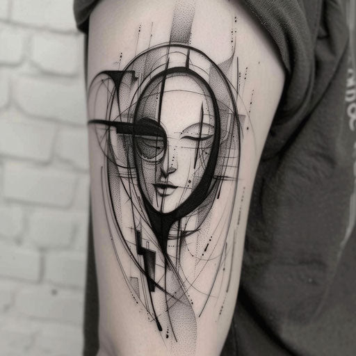 Bold tattoo sketch of No-Face with high contrast tones