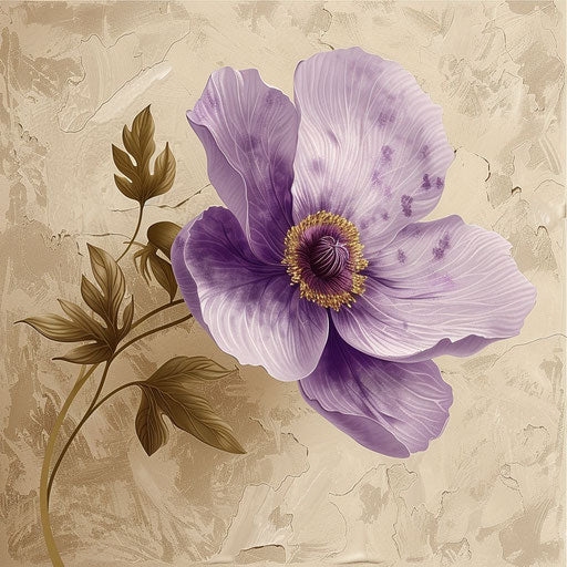 Purple flower clipart on flat beige background