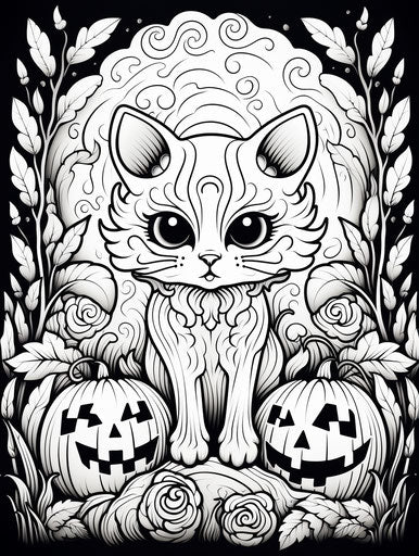 Halloween cat coloring