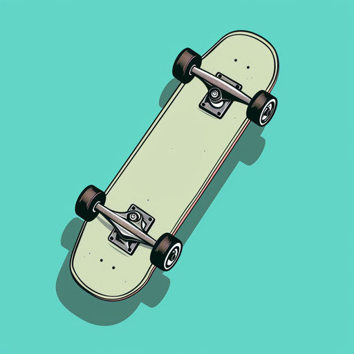 Realistic skateboard illustration on flat turquoise backdrop