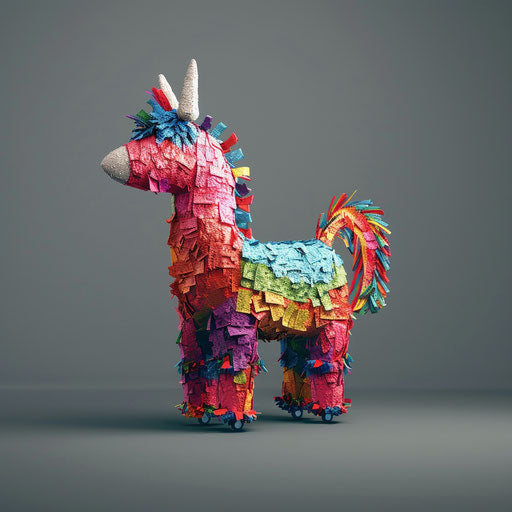 Realistic pinata clipart on flat slate grey background