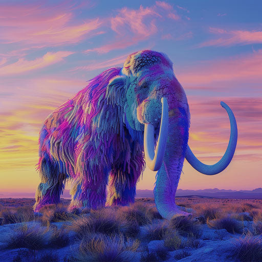Woolly mammoth at sunset