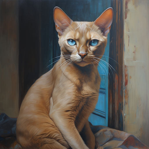 Oil painting of a Burmese cat