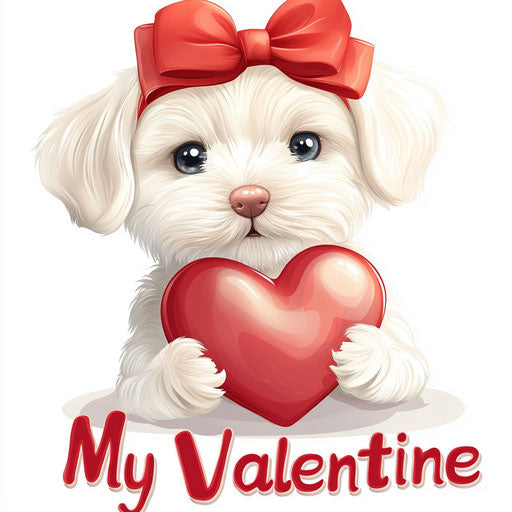 Valentine's Day puppy with heart - Vector clipart illustration
