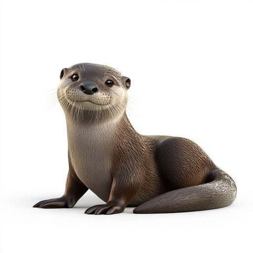 3D otter with flat white background