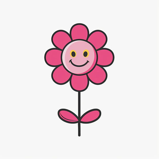 Smiling pink flower in vector art on white background
