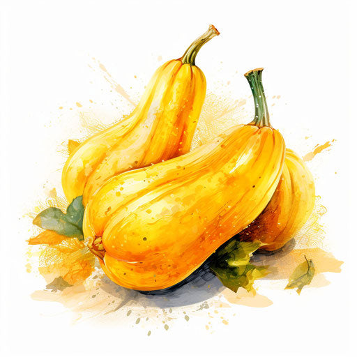 Squash clipart in the style of Oil painting, on a white background