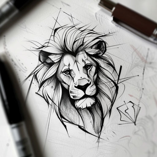 Minimalist sketch of a lion in flat style