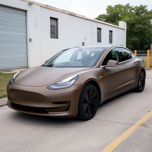 Tesla model 3 Brown with the hex code #5A4134