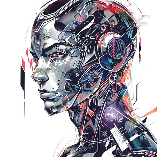 Futuristic gangster tattoo with cybernetic enhancements