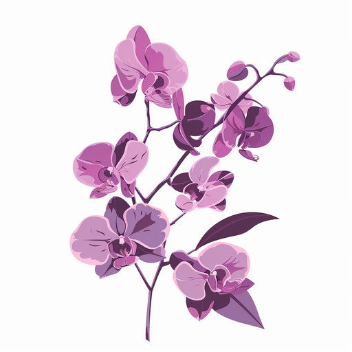 Flat illustration of a Japanese orchid tattoo