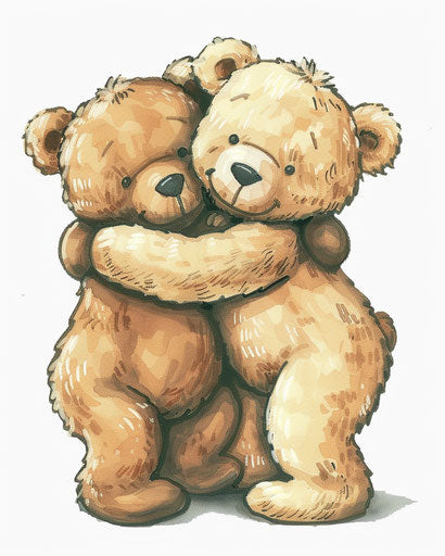 Two teddy bears hugging, png download