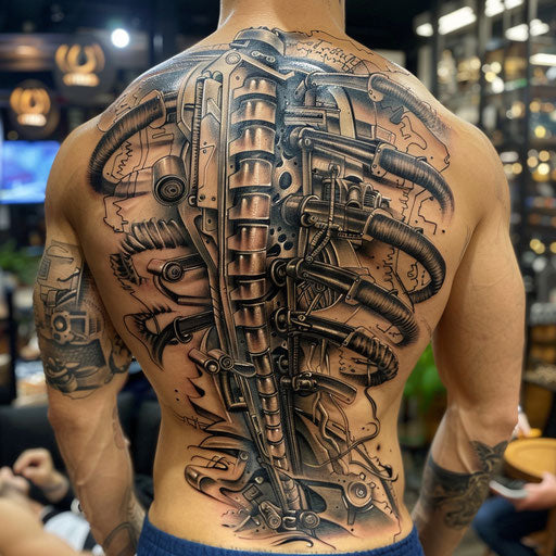Strength tattoo with mechanical elements
