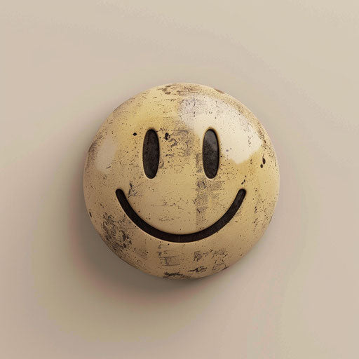 Realistic quality smiley clipart on a flat beige background