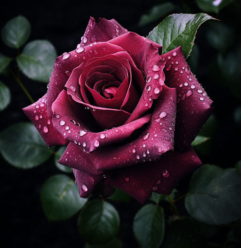 Vintage roses in silver and maroon