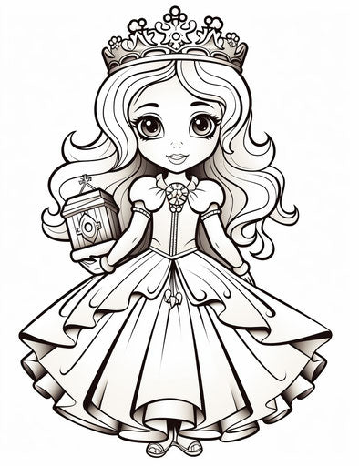 Little princess princess - doodle coloring pages, columns and totems style