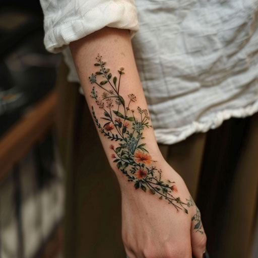 Botanical wrist tattoos for women