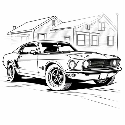 New car coloring page, vintage muscle cars design