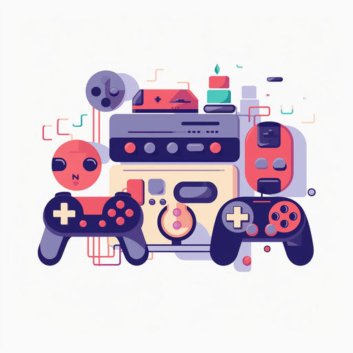 Video game clipart in the minimalist style, on white background