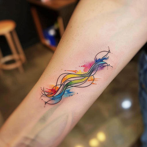 Colorful wrist band tattoo in vibrant flat style with rainbow gradient