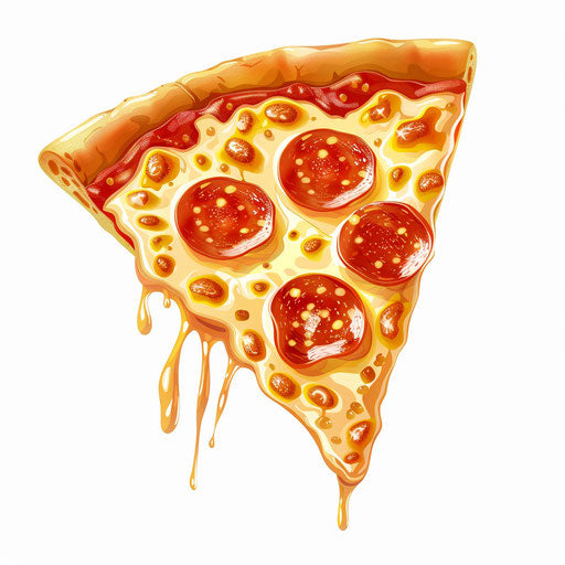Realistic pizza slice clipart on white minimalist background