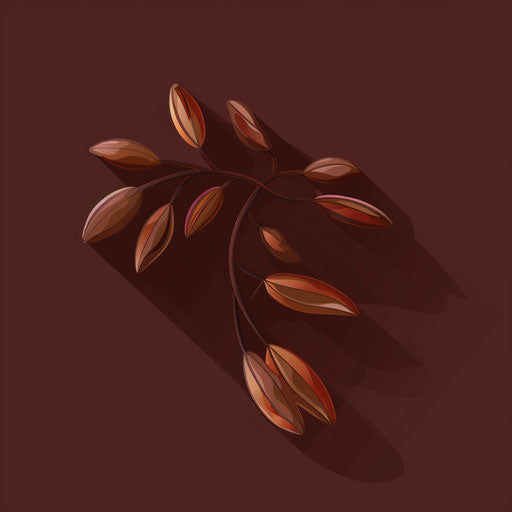Maroon Seed Clipart on Flat Background with Shadows and Highlights