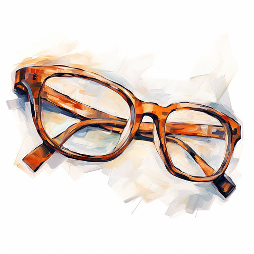 Glasses clipart in the style of Oil painting, on a white background