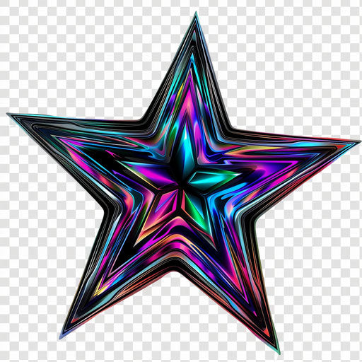 Star isolated on transparent background with brightly colored design
