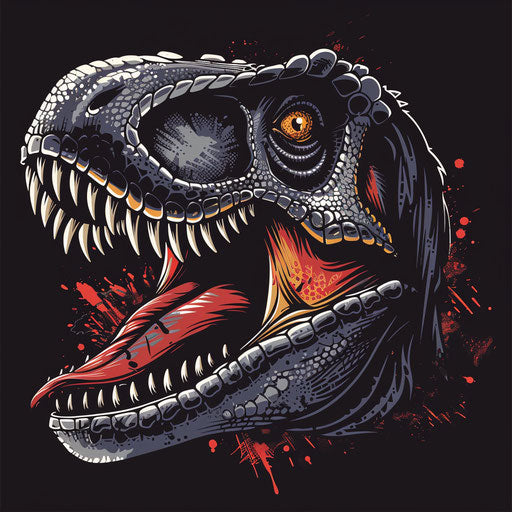 Dinosaur illustration in realistic style on dark background