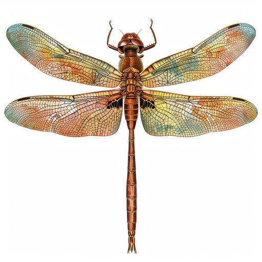 Dragonfly in clipart in a photo realistic style on white