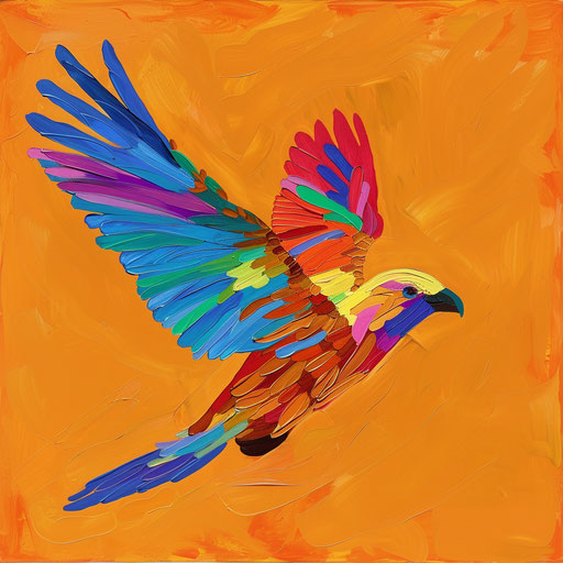 Colorful exotic bird in flight, symbolizing freedom and diversity