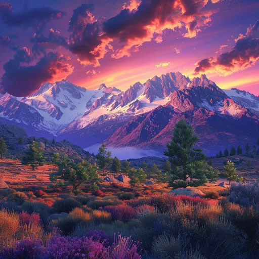 Sierra Nevada Mountains at Dusk with Vibrant Colors