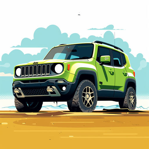 Bright green classic jeep renegade