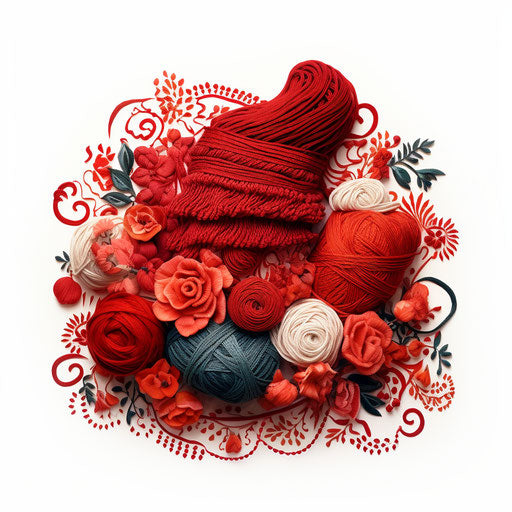Crochet clipart in the style of chiaroscuro art, on white background