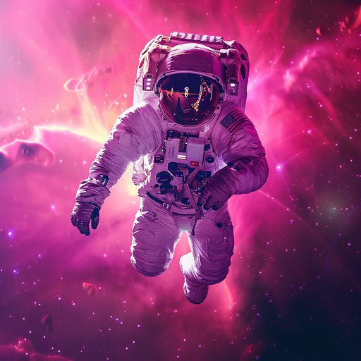 Space clipart on bright magenta background