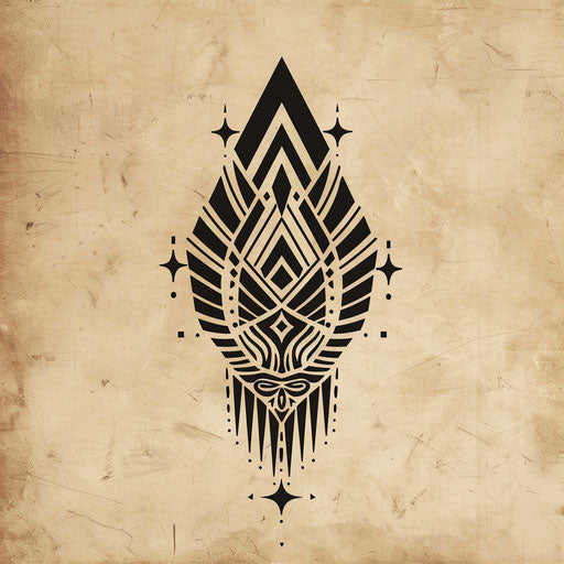 Contemporary tattoo sketch of a Kalinga motif with bold lines