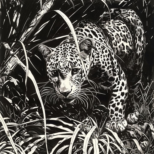 Leopard stalking prey in dense underbrush