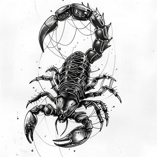 Flat tattoo sketch of Scorpio zodiac sign