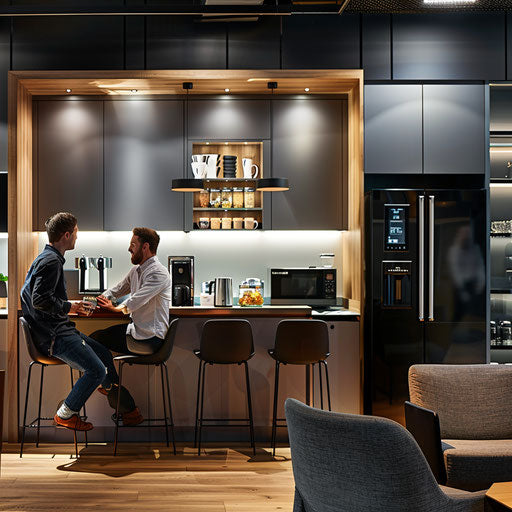 Coffee break in a stylish office kitchen