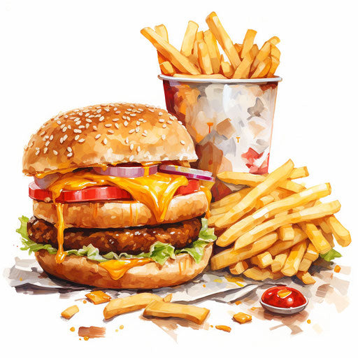 Fast food in oil painting style