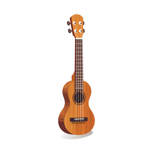 Ukulele illustration in Minimalist style, on white background