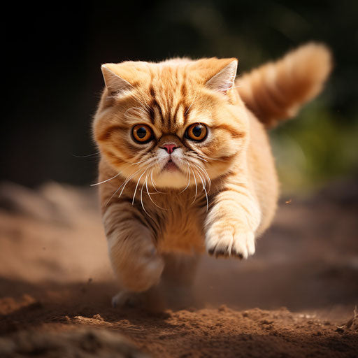 Exotic shorthair cat on the run