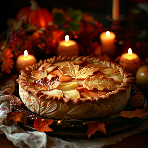 Apple pie with leaf-shaped crust