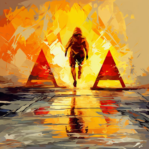 Caution depiction in Oil painting style