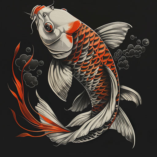 Realistic fish clipart on dark charcoal background, emphasizing contrast